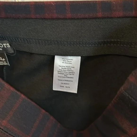 Talbots Pull-on Plaid Stretch Ankle Pants Burgundy/Navy Size XL Petite - Picture 5 of 5